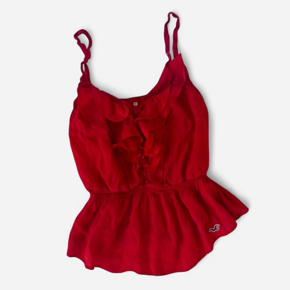Hollister 2000s Red Ruffled Camisole Tank